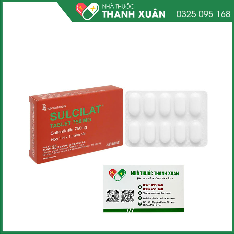 Sulcilat Tablet 750mg điều trị nhiễm khuẩn hô hấp, phụ khoa, nhiễm khuẩn da và mô, nhiễm khuẩn trong ổ bụng